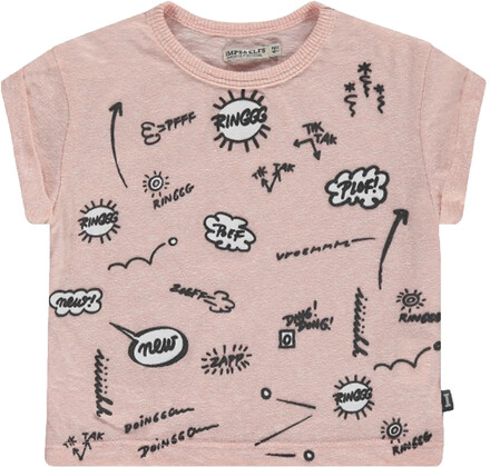 IMPS&ELFS Kurzarm-Shirt sommerlich luftiges Kinder T-Shirt mit Cartoon Print Rosa