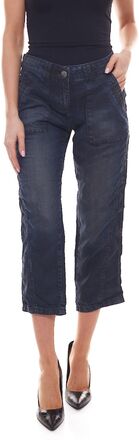 OPUS Melva Jeans modische Damen Capri-Hose im Denim-Look und Five-Pocket-Style Blau