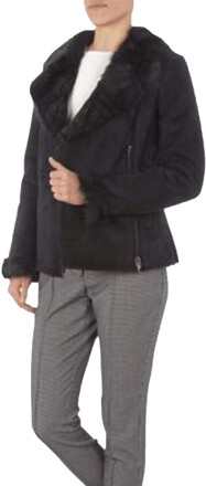 COMMA CASUAL IDENTITY Jacke moderne Damen Outdoor-Jacke in Shearling-Optik Schwarz