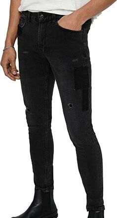 ONLY & SONS Herren 5-Pocket-Jeans Slim Fit Hose Warp Schwarz