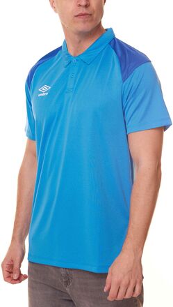 umbro Poly Polo Herren Sport-Shirt Polohemd mit kontrastierender Schulterpartie 65293U-GQR Blau