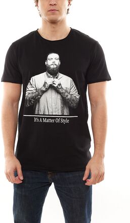 SUBLEVEL Herren veganes Baumwoll-T-Shirt mit Frontprint "Its A Matter Of Style" H12022Z22429B 001 Schwarz