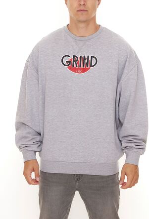 GRIND Inc Logo Sweat Herren Rundhals-Pullover mit großem Logo-Print Sweater GISR001 Grau