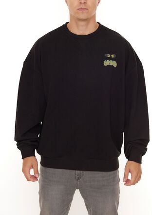 GRIND Inc Creepy Sweat Herren Rundhals-Pullover mit Print auf Brust Sweater GISR002 Schwarz