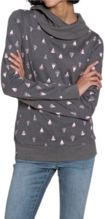 KangaROOS Damen Sweat-Shirt mit Schalkragen bequemer Pullover mit Allover-Druck 67561919 Grau