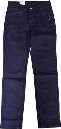 MAC Angela Damen Straight-Leg-Jeans stylische Freizeit-Hose mit Flower-Print 60902667 Dunkelblau