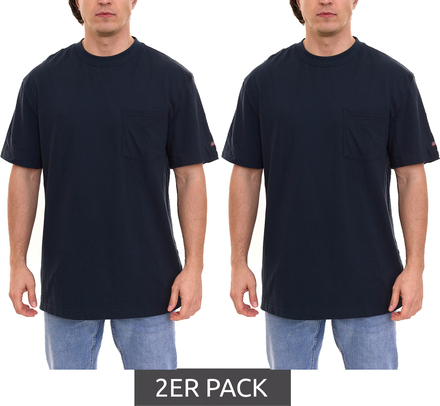 2er Pack Dickies Basic Herren T-Shirt Baumwoll-Shirt Arbeits-Shirt Cool&Dry Grammatur 250 g/m² PKGS407DN Dunkelblau