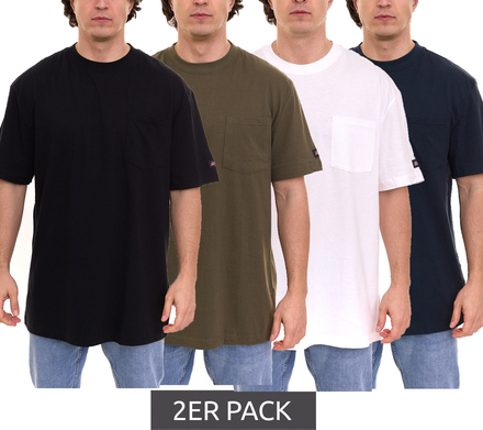 2er Pack Dickies Basic Herren T-Shirt Baumwoll-Shirt Arbeits-Shirt Cool&Dry Grammatur 250 g/m² PKGS407 in Schwarz, Weiß, Grün, Blau