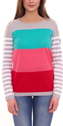 KangaROOS Damen Pullover Color-Blocking Baumwoll-Shirt 59680160 Grau/Türkis/Rosa