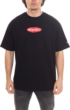 NEW ERA NBA Wordmark Logo Chicago Bulls Herren Baumwoll-Shirt trendiges Basketball-Shirt 12653595 Schwarz