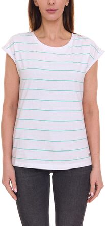 Tamaris T-Shirt schickes Damen Sommer-Shirt mit Rundhalsausschnitt Baumwoll-Shirt 99612539 Weiß