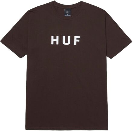 HUF Essentials OG Herren T-Shirt klassisches Baumwoll-Shirt mit Logo-Schriftzug TS01752 Braun