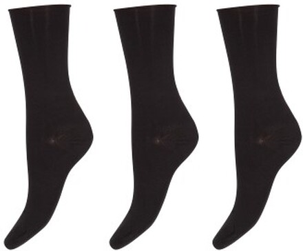 Decoy Strømper 3P Thin Comfort Top Socks Sort Strl 37/41 Dame