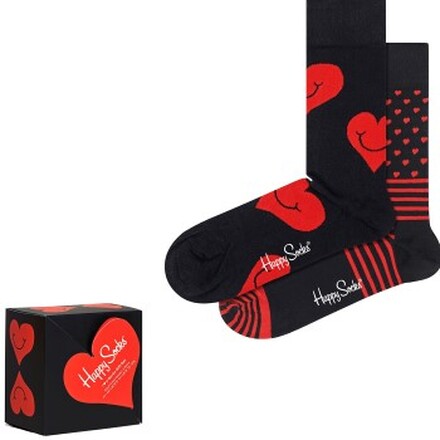 Happy socks Strumpor 2P I Love You Hearts Gift Box Svart mönstrad bomull Strl 36/40