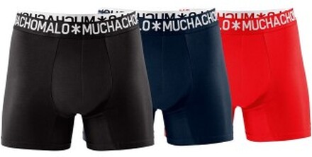 Muchachomalo 3P Cotton Stretch Basic Boxer Sort/Rød bomuld Small Herre