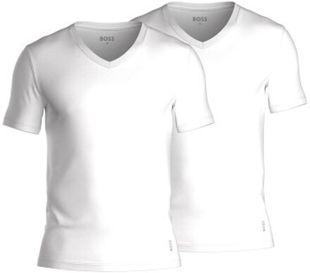 BOSS 2P Cotton Stretch Slim Fit V-Neck T-shirt Vit bomull XX-Large Herr