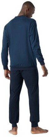 Schiesser Essential Nightwear Pyjamas Crew Neck Blå/Blå bomuld XX-Large Herre