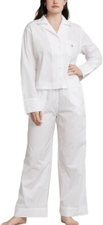 Polo Ralph Lauren Long Sleeve Pyjamas Set Hvid bomuld Medium Dame