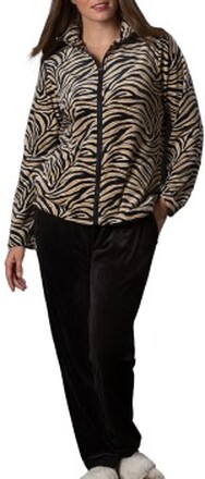 Trofe Zebra Velvet Set Svart/brun polyester X-Large Dame