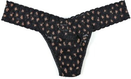 Hanky Panky Trusser Cross Dyed Leopard Low Rise Thong Sort mønstret nylon One Size Dame