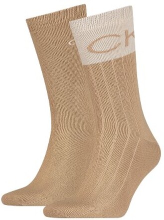 Calvin Klein Strømper 2P Colorblock Rib Socks Beige One Size Herre