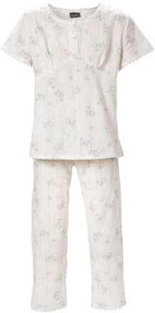 Trofe Romantic Floral Pyjama Vit bomull Medium Dam