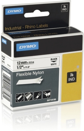 Tape Rhino flex nylon 12mm svart på vit