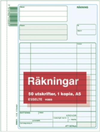 Blankett räkning A5 2x50 st fl.karb.