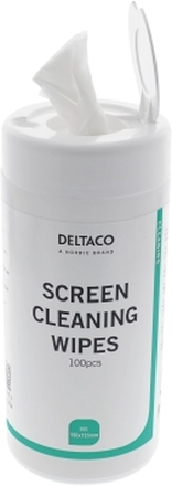 DELTACO Deltaco vådservietter, til rengøring af skærme, 100 stk.