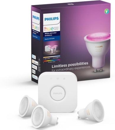 Philips Hue Startkit Vit/Färg 3x GU10 + brygga