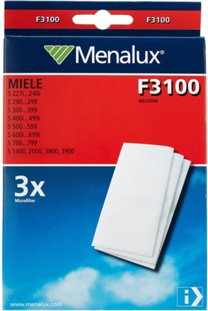 Menalux Miele F3100 mikrofilter, 3-pack