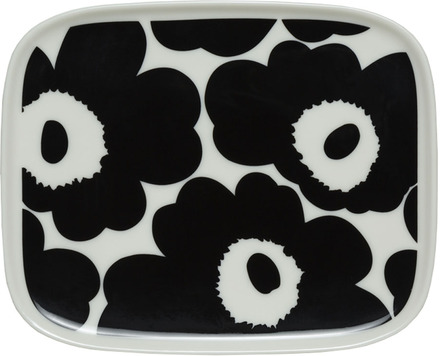 Marimekko - Oiva Unikko tallerken 15x12 svart/hvit