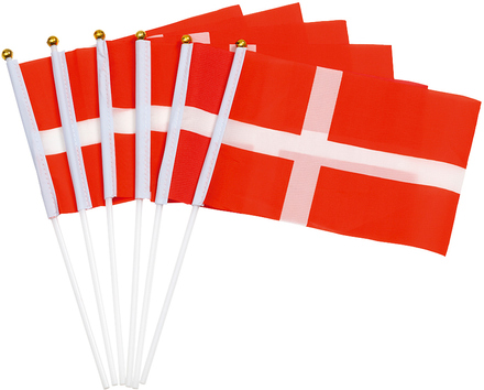 Handflagga Danmark - 6-pack