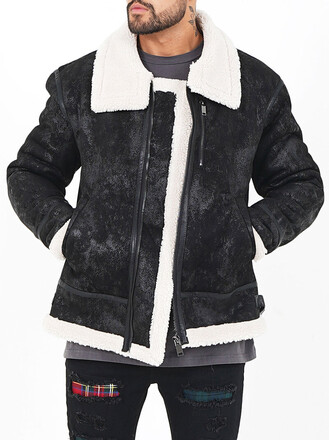 Teddy Shearling Black/Beige (S)