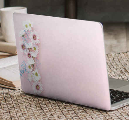Stickers voor laptop Bloemen op roze achtergrond