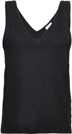 2Nd Carolina - Essential Linen Jersey Tops T-shirts & Tops Short-sleeved Black 2NDDAY