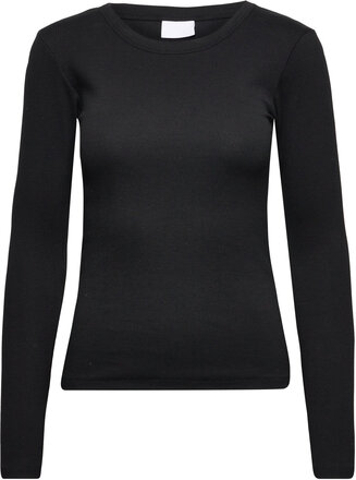 2Nd Pale Tt - Daily Cotton Rib Tops T-shirts & Tops Long-sleeved Black 2NDDAY