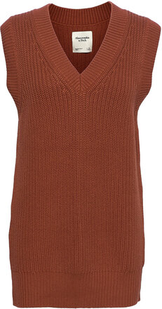 Anf Womens Dresses Vests Knitted Vests Brown Abercrombie & Fitch