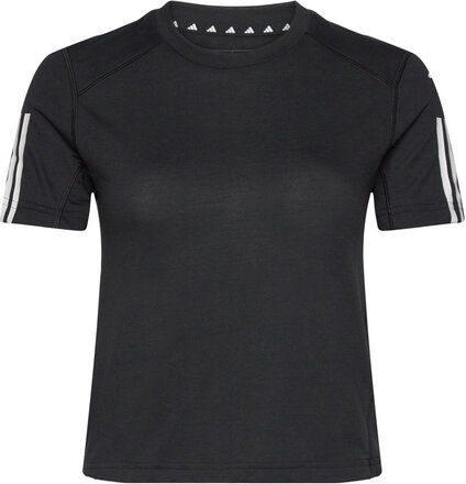 Train Essentials Train Cotton 3-Stripes Crop T-Shirt Sport Crop Tops Short-sleeved Crop Tops Black Adidas Performance