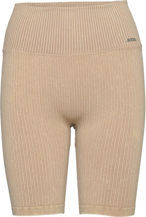 Ribbed Seamless Biker Shorts Bottoms Running-training Tights Beige Aim´n