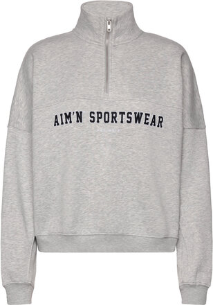 Varsity Sweat Half Zip Sport Sweatshirts & Hoodies Sweatshirts Grey Aim´n