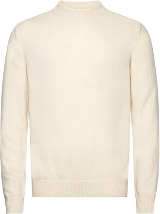 Akrico Lambswool Knit Tops Knitwear Round Necks Cream Anerkjendt