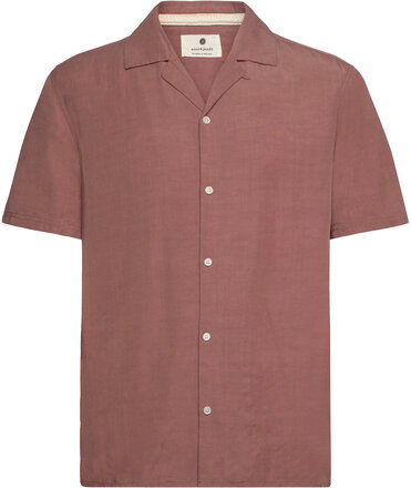 Akkurt S/S Placket Detail Tops Shirts Short-sleeved Brown Anerkjendt