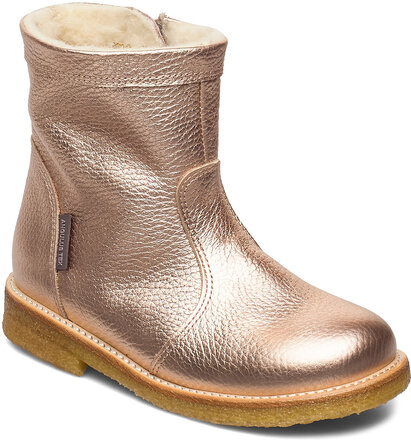 Boots - Flat - With Zipper Vinterstøvletter Pull On Gull ANGULUS*Betinget Tilbud
