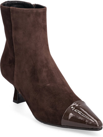 Tip Low Bootie Shoes Boots Ankle Boots Ankle Boots With Heel Brown Apair