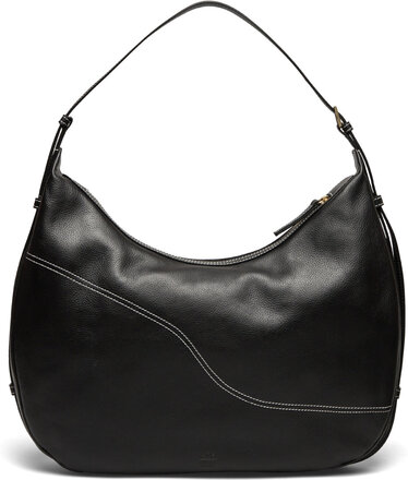 Potenza Black/Contrast Stitch Grained Calf Designers Top Handle Bags Black ATP Atelier