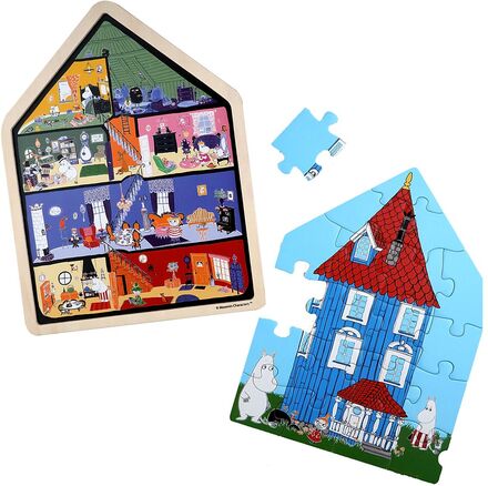 Moomin House - Wooden Frame Puzzle Toys Puzzles And Games Puzzles Wooden Puzzles Multi/mønstret MUMIN*Betinget Tilbud