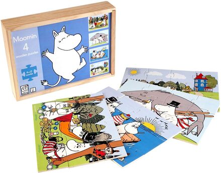 Moomin 4 Wooden Puzzles In A Box Toys Puzzles And Games Puzzles Wooden Puzzles Multi/mønstret MUMIN*Betinget Tilbud