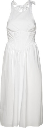 Kylen Poplin Midi Dress Knälång Klänning White Bardot