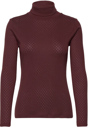 Arense Roll Neck Gots Tops T-shirts & Tops Long-sleeved Purple Basic Apparel